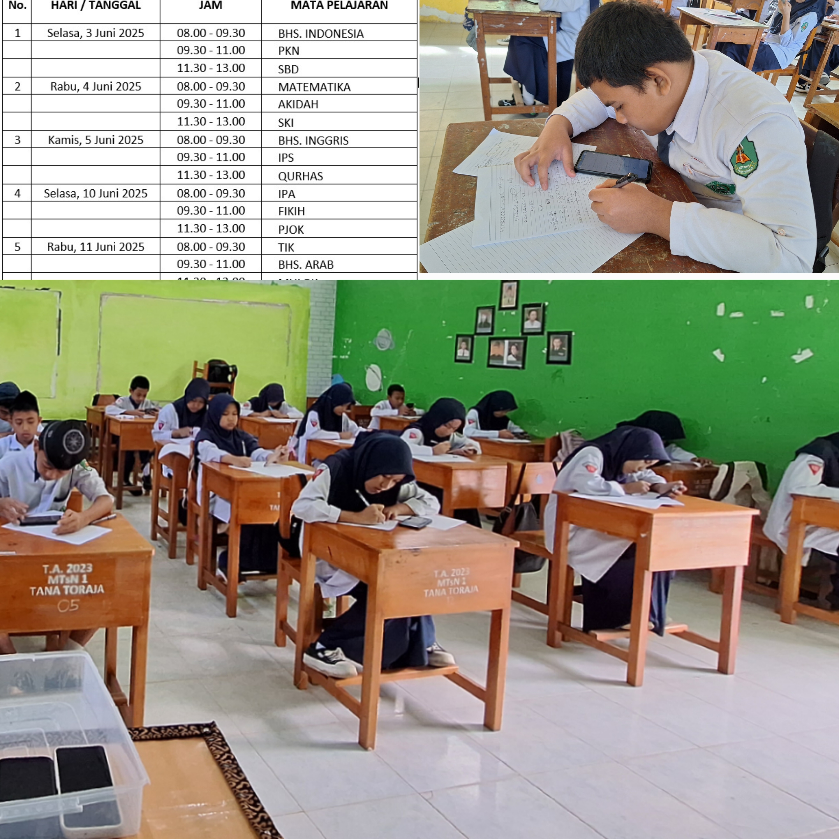 MTsN 1 Tana Toraja Laksanakan Sumatif Akhir Semester Genap Berbasis Android