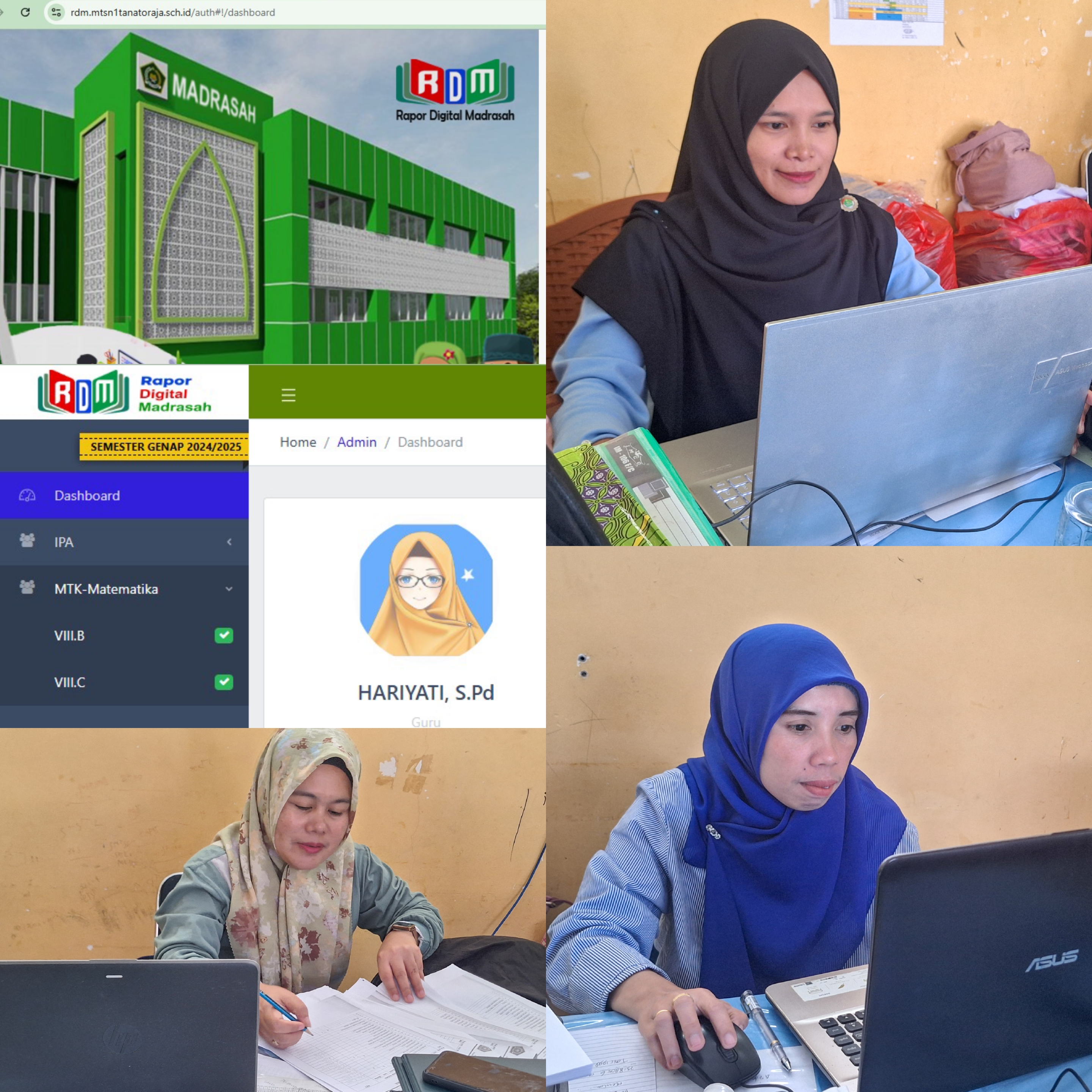 Guru dan Wali Kelas MTsN 1 Tana Toraja Fokus Rekap Nilai di Aplikasi RDM Jelang Pembagian Rapor Semester Genap